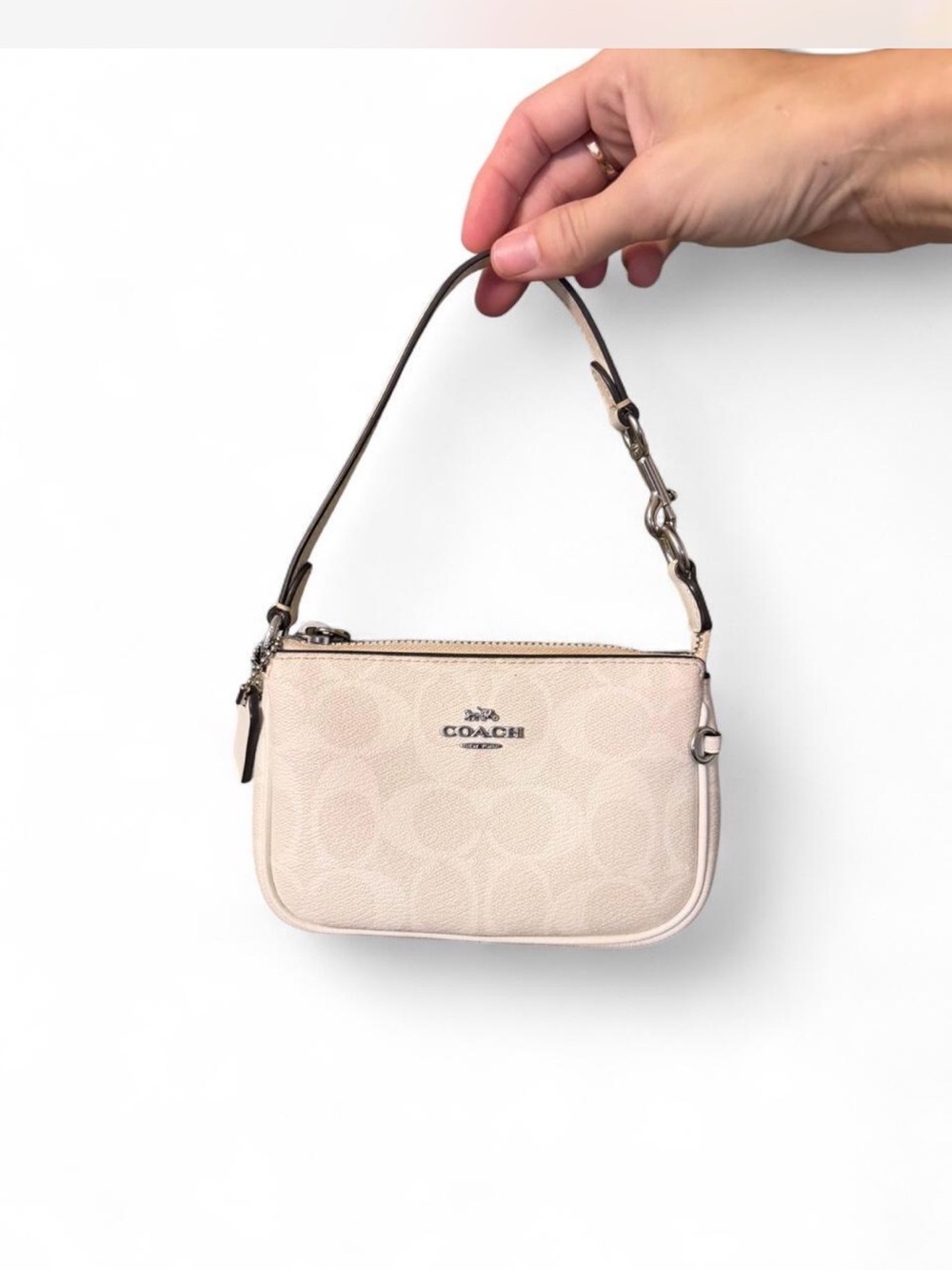 Coach Nolita 19 in Signature Canvas in a white/chalk colorway (Style CN045)